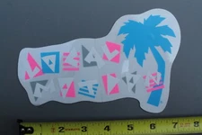 LOCAL MOTION Hawaii Clear Neon Pink Blue Aloha 80's LM1 Vintage Surfing STICKER