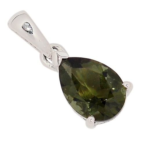 Faceted Moldavite 925 Sterling Silver 