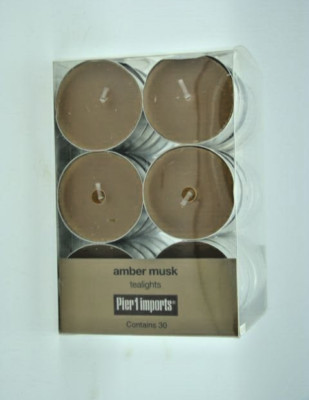 Pier Imports Amber Musk Tea Lights Candles 30 Count NEW SEALED