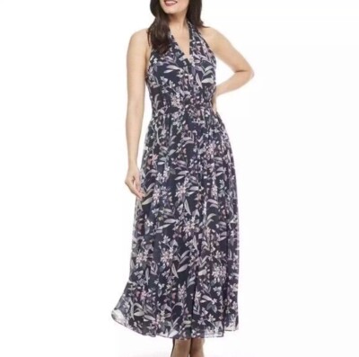 Anthropologie Gal Meets Glam Sienna Halter Neck Maxi Navy Blue