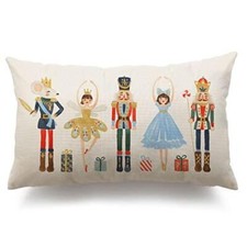 Merry Christmas Throw Pillow Cover 12x20 Inch Nutcracker Christmas Decor Winter