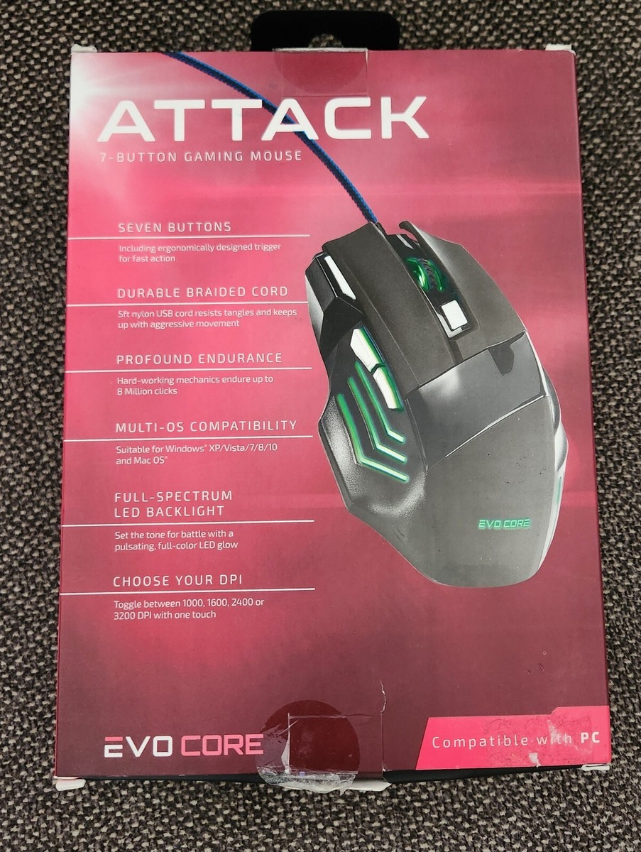 Gaming Mouse ~ EVO CORE~ USB Wired ~ LED ~ Plug-N-Play ~ UP TO