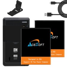 High Power 2x 3620mAh Battery Rapid Charger f Motorola Moto E6 XT2005DL Tracfone