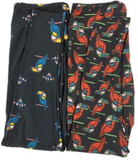 LuLaRoe Leggings Lot of 2 Black Animal Print TC Tall Curvy Pull On Women LL5E