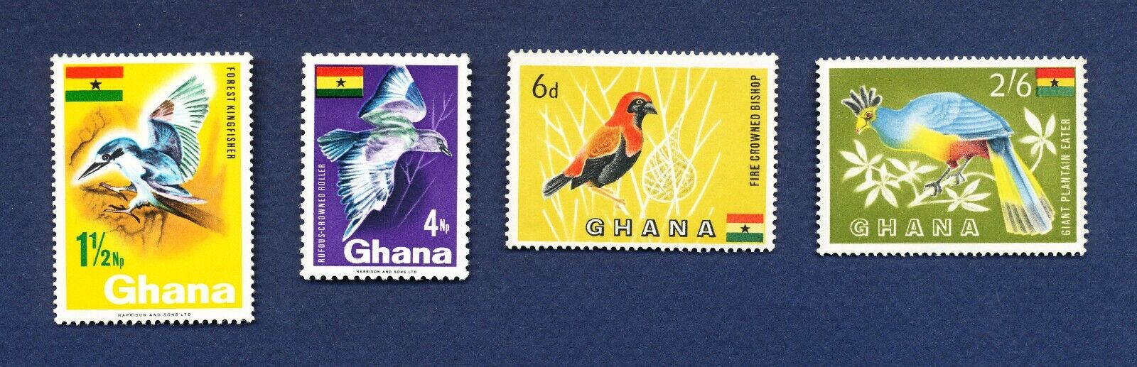 GHANA - Scott 50, 54, 55 & 58 - FVF MNH - birds - 1959