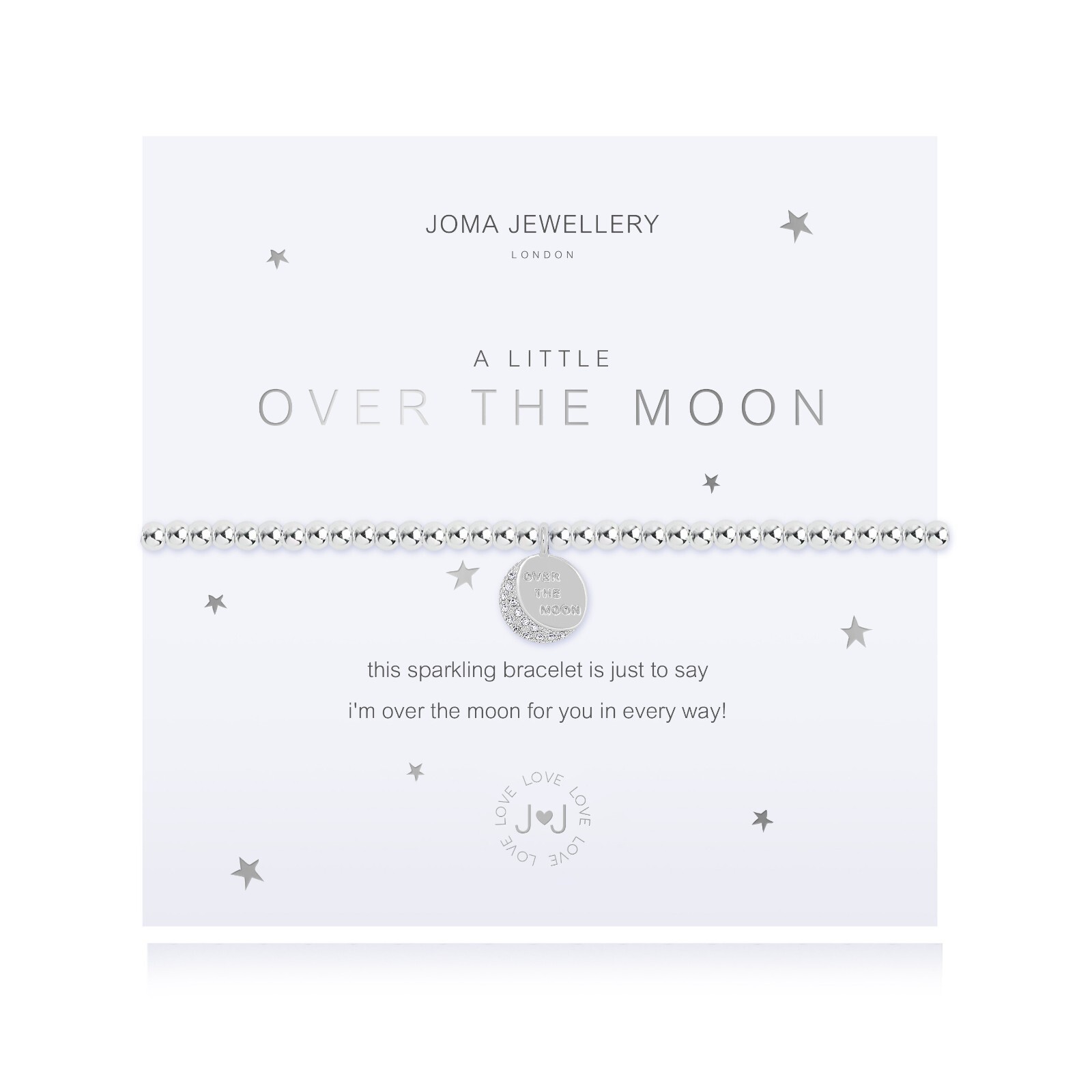 Joma Jewellery Silver Plated Beaded Bracelet A Little OVER THE MOON + Gift Bag
