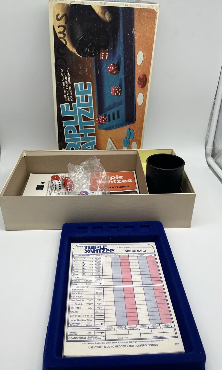 Vintage1978 Deluxe Triple Yahtzee Milton Bradley Lowe Board Game