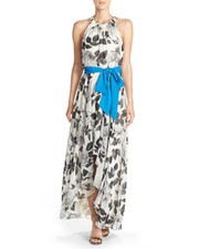  ELIZA J FLORAL PRINT CHIFFON  MAXI  DRESS sz 8