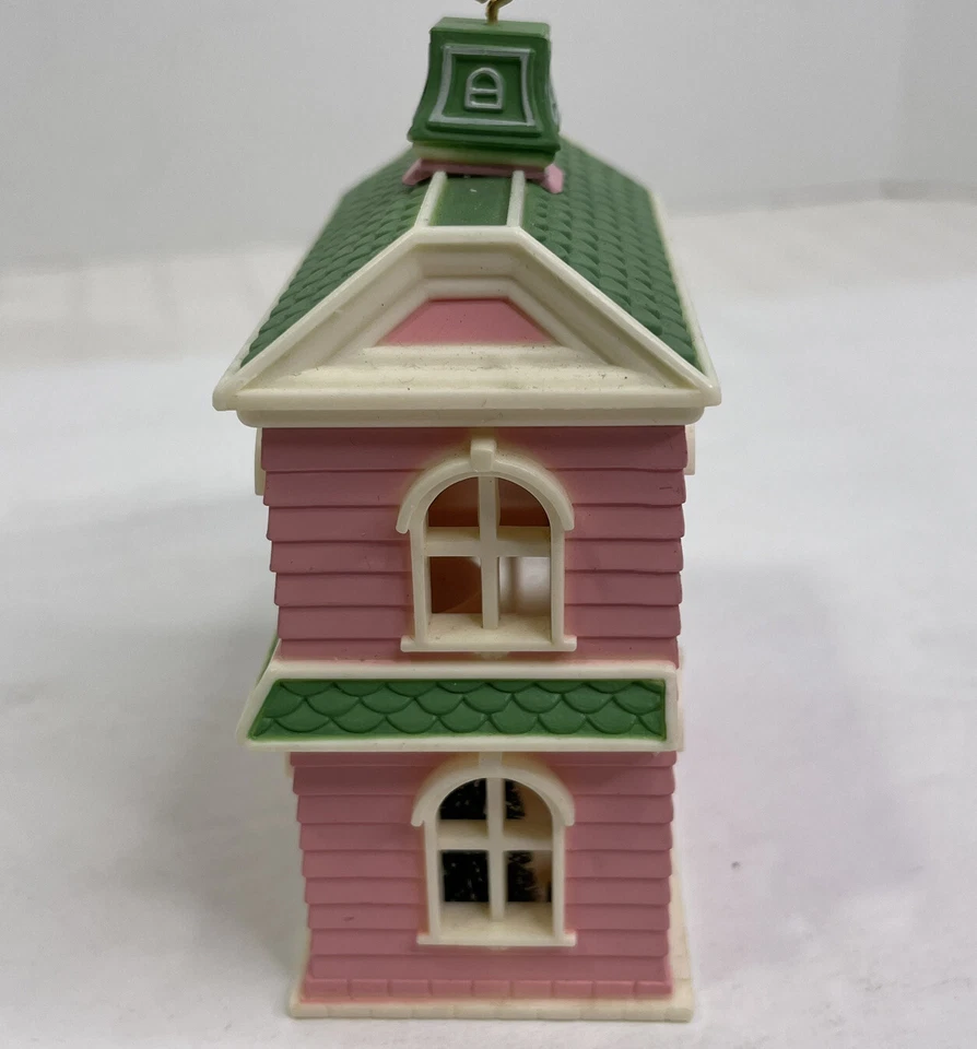 Russ Ornamento Casa Rosa Verde Borde Navidad Colgante Vacaciones Foto 2 de 4