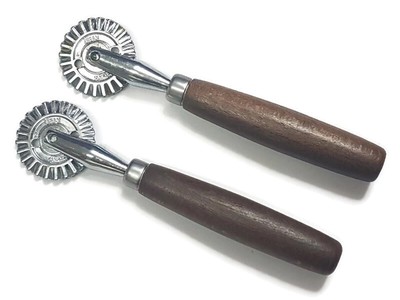  2 Dough Pastry Hand Cutter Wheel Crimper Stamp Pasta Pie Stainless Steel ITALY