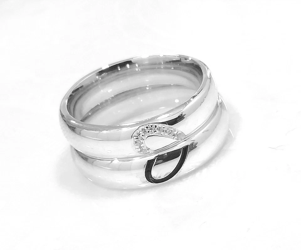 COPPIA FEDI FEDINE FIDANZAMENTO CON CUORE IN ARGENTO 925 CON ZIRCONI E SMALTO - Immagine 4 di 4