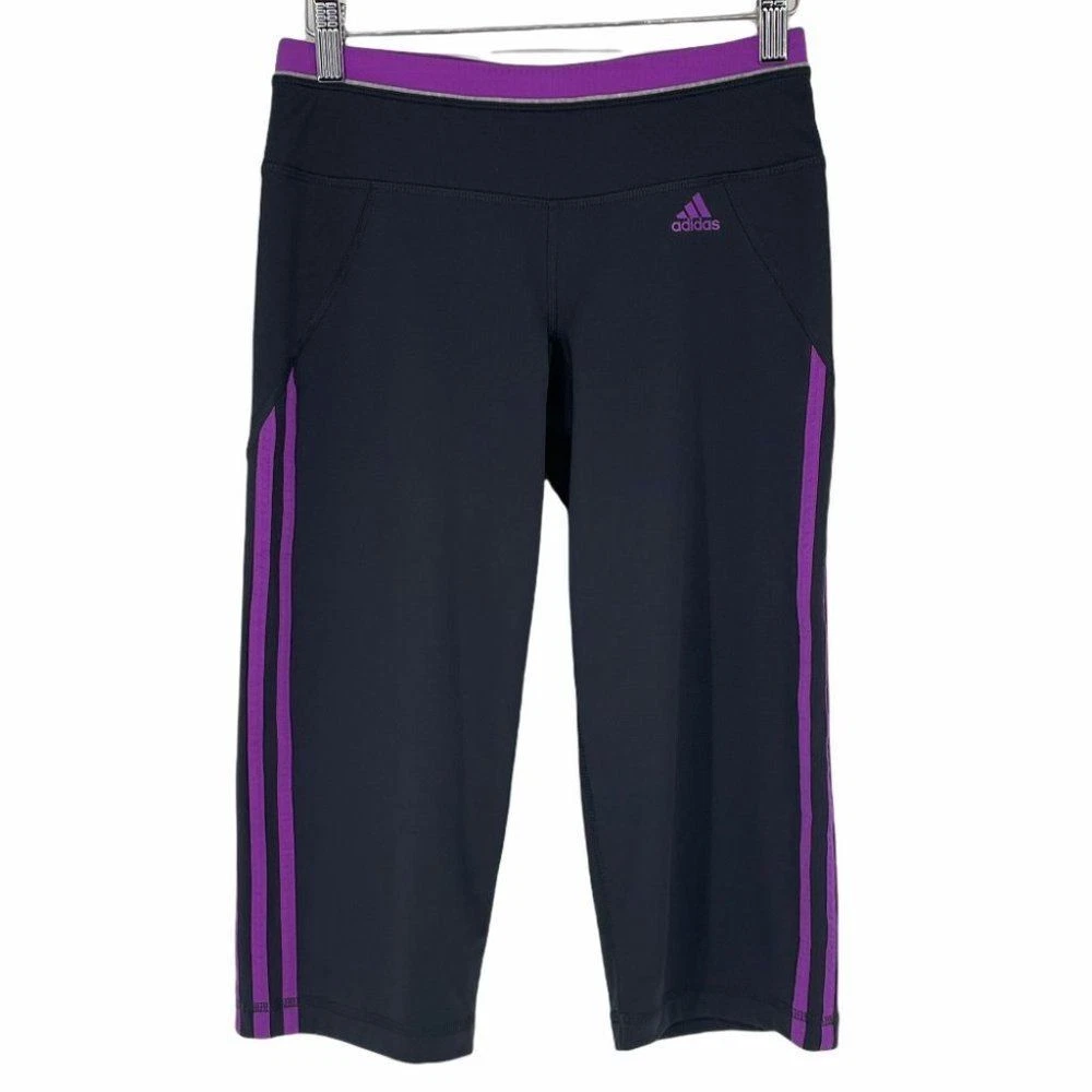 Adidas Purple grey climalite cropped leggings eBay