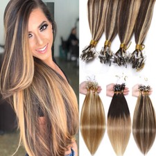 100-300S Thick Micro Loop Ring Remy Human Hair Extensions Nano Beads Link Fusion