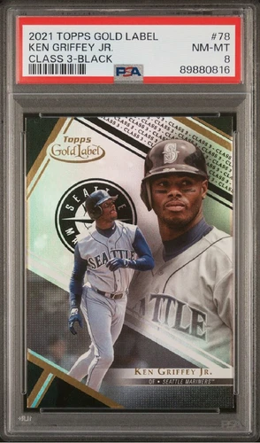 2021 Topps Gold Label KEN GRIFFEY JR Class 3 Black MARINERS HOF PSA 8 POP 1
