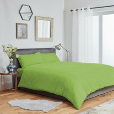 Plain Duvet Cover & Pillowcase Bedding Set Reversible or Plain Fitted Flat Sheet