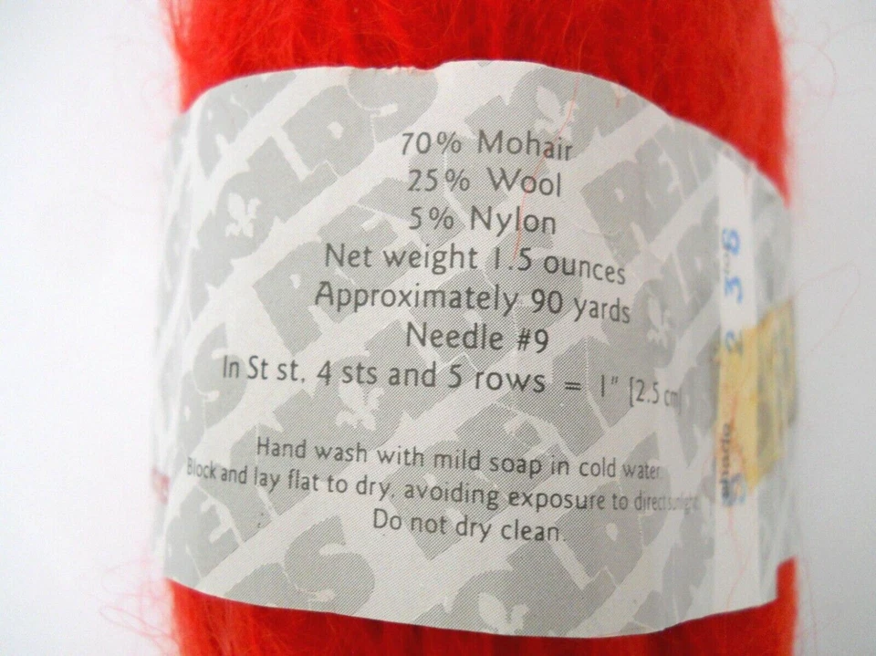 Vintage Reynolds Frivoli Yarn Mohair Wool Nylon Red  90 yards - Image 2 of 4