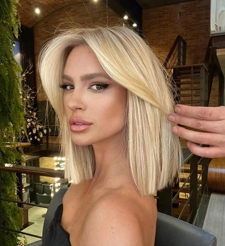 Short Ombre Honey Blonde Human Hair Wigs Bob Wigs Lace Front Wigs for Women - Picture 5 of 7