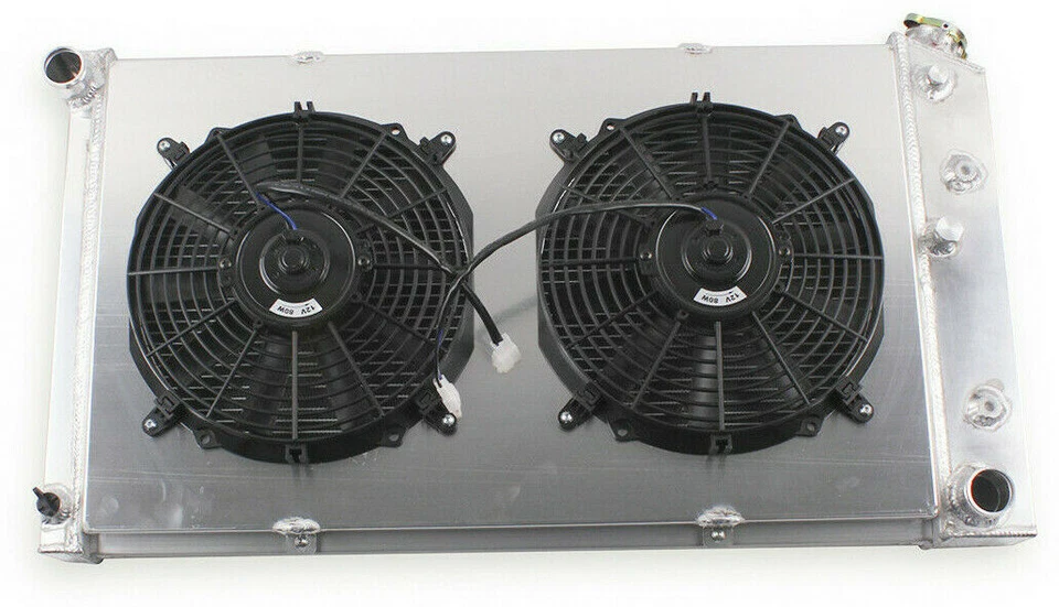 Radiador de 3 filas + 2 ventiladores para 1971 72 Chevy Kingswood/Brookwood/1974 75 Pontiac LeMans Foto 4 de 4