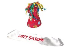 Build-a-bear Workshop Red Birthday Party Hat and Happy Birthday White Sash