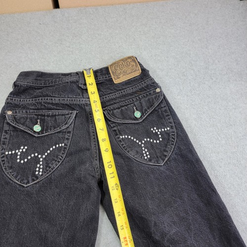 Ecko Unltd Jeans Boys Size 12 wide Leg Y2K Black Embroidered Back Pockets - Picture 10 of 15