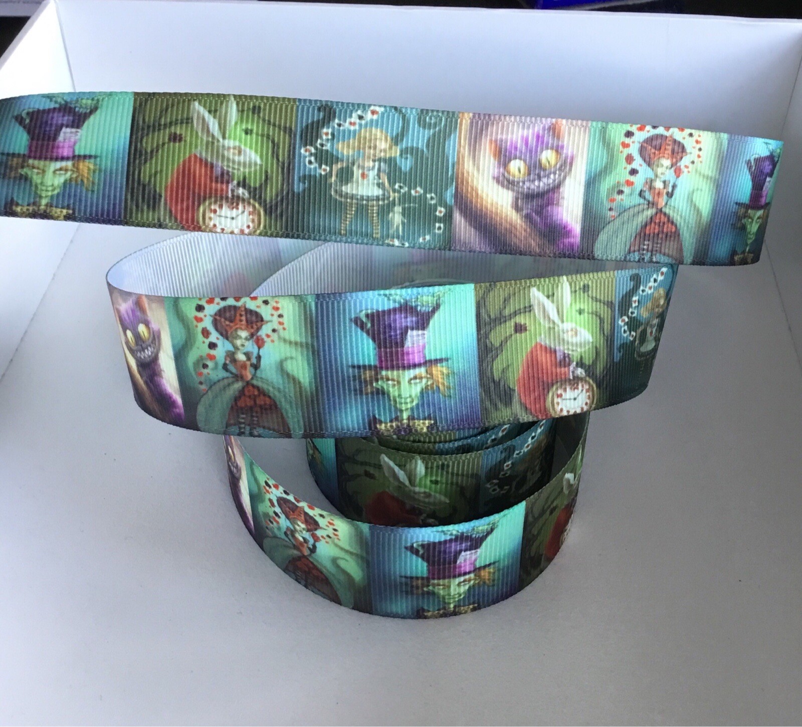 Alice Ribbons YARD GOTH ALICE IN WONDERLAND CHESHIRE CAT GROSGRAIN RIBBON CHARACTER ...