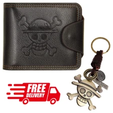 ONE PIECE ANIME WALLET PLUS KEYCHAIN COMBO PACK BLACK WALLET.
