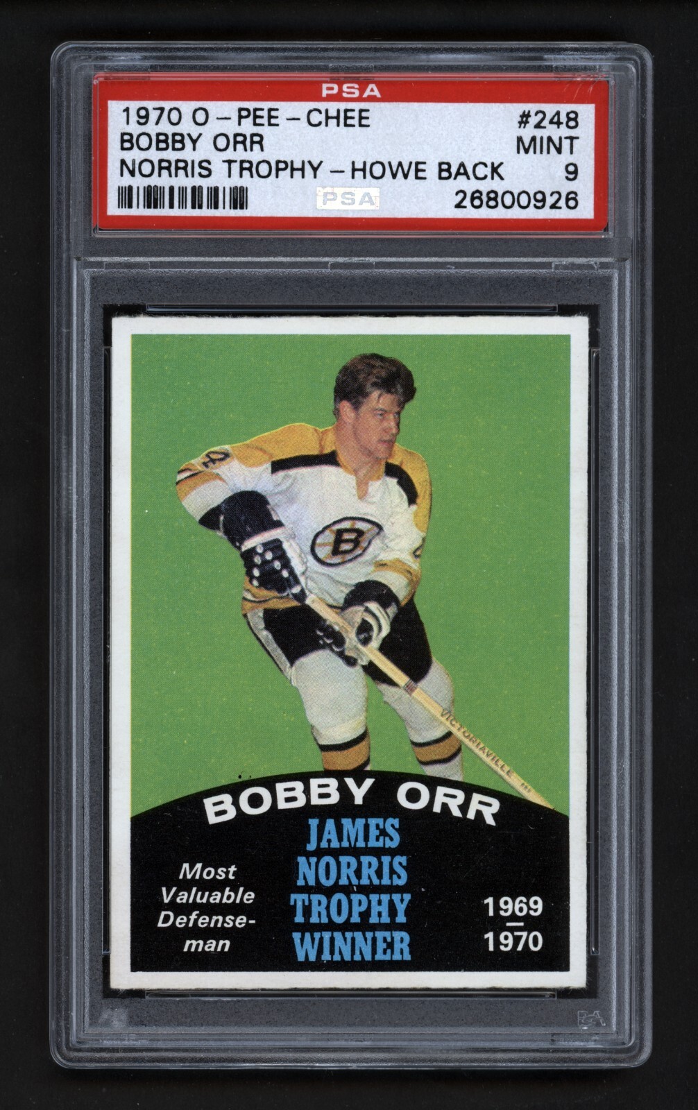 1970 OPC #248 BOBBY ORR NORRIS TROPHY-HOWE BACK PSA 9 MINT