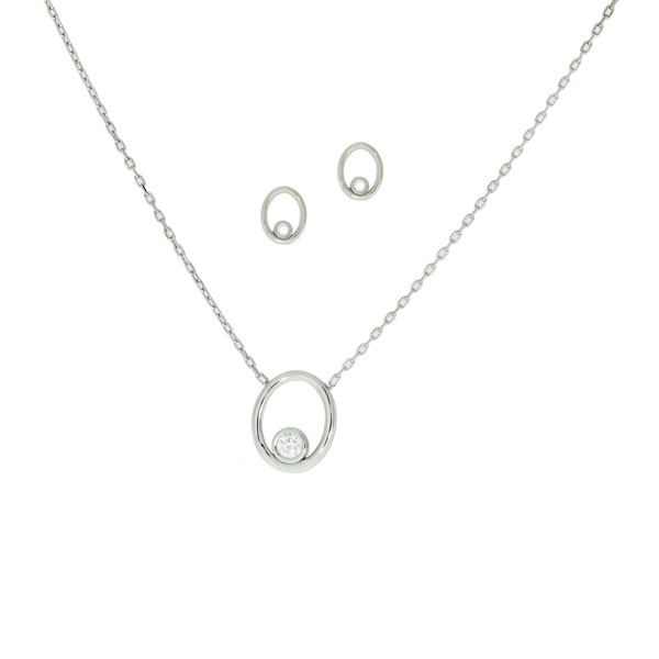 "Schmuckset \"Ovale Kreise\" 925/- Sterlingsilber Rhodiniert"-image