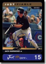 2002 Jack Hannahan Autograph Rookie BLACK Auto RC Mint #/25