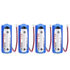 4PCS ER18505 3.6V 4000mAh Battery with 2.0 White Plug for Water Meter
