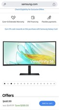 Samsung ViewFinity S6 34 in Ultra Wide WQHD Curved Monitor - Black