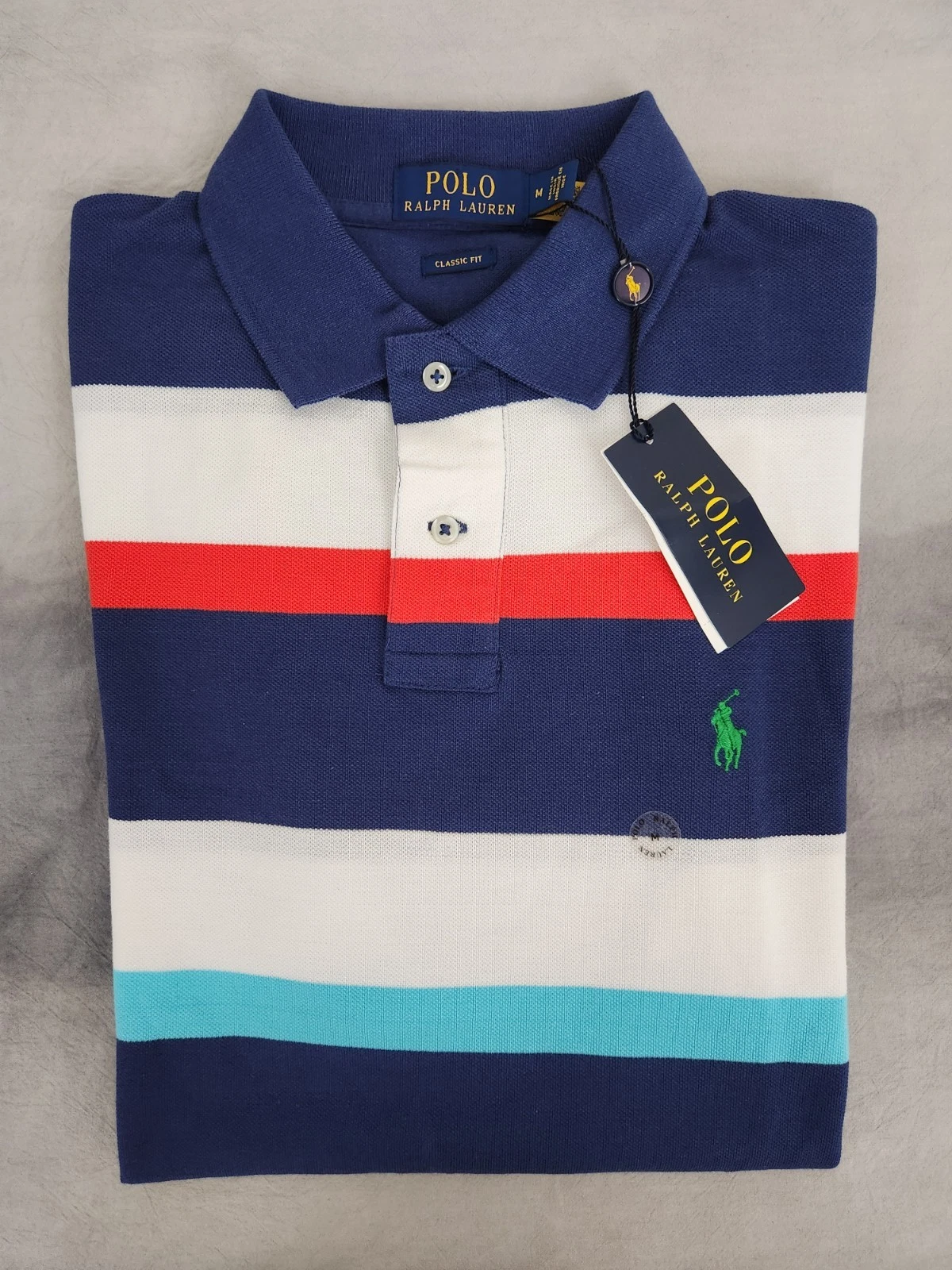 Polo Ralph Lauren Classic Fit Mesh Polo Shirt Color Block Men's Size Medium New
