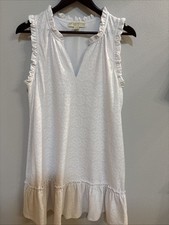 Michael Kors Dress Women's L White Sleeveless Ruffle Neck & Hem