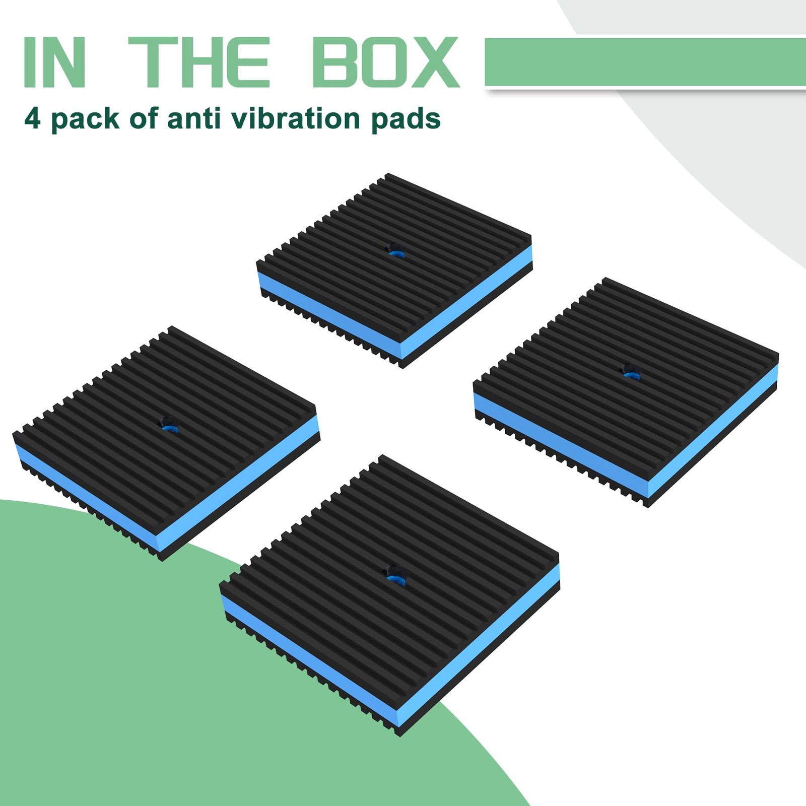 Memrita 4 Pack 6" X 6" X 7/8" Anti Vibration Pads,Heavy Duty EVA Pads,Blue Ri...