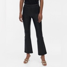 NWT Helmut Lang Skinny Crop Flare Legging Pants Lamb Leather Black Sz 0