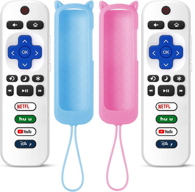(Pack of 2)  White Replacement Remote Compatible for Roku TV with Soft Protectiv