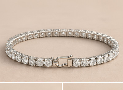 7 Ct Certified Natural Diamond Bracelet in 14K White Gold (Treated)