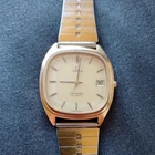 Vintage OMEGA Seamaster Quartz Square Gold Dial date Mens