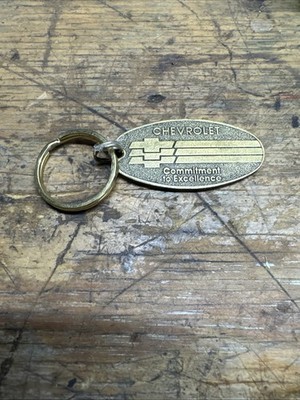 Vintage CHEVROLET  Brass Keychain Dealership Keyring Return Postage