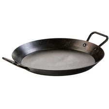 Lodge CRS15 15" Pre-Seasoned Carbon Steel Paella Pan with Loop Handles