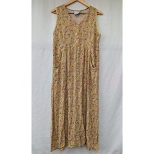 Dressing Clio Vintage Paisley Sleeveless Maxi Dress Rayon Boho Green Pink Med