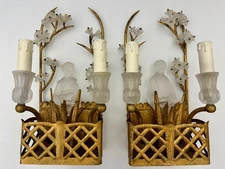 Rare   Sheryl Wagner  gilded Chinoiserie Sconces – Exquisite Handcrafted