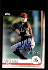 Signed Baseball Card Auto Jake Wong 2019 Topps Pro Debut #113 Volcanoes