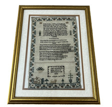 Antique 1822 Georgian Needlework Sampler Weymouth Framed Lord's Prayer w/Animals