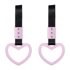 2 Pcs Heart-Shaped Car Handle Straps Auto Grap Handle Warning Pull Ring