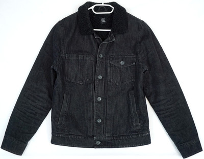 Volcom Black Denim Sherpa Collar Jacket Men's Size M