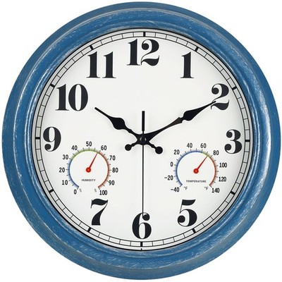 13 Inch Outdoor Clock, Waterproof and Silent, with Thermometer and Hygrometer...