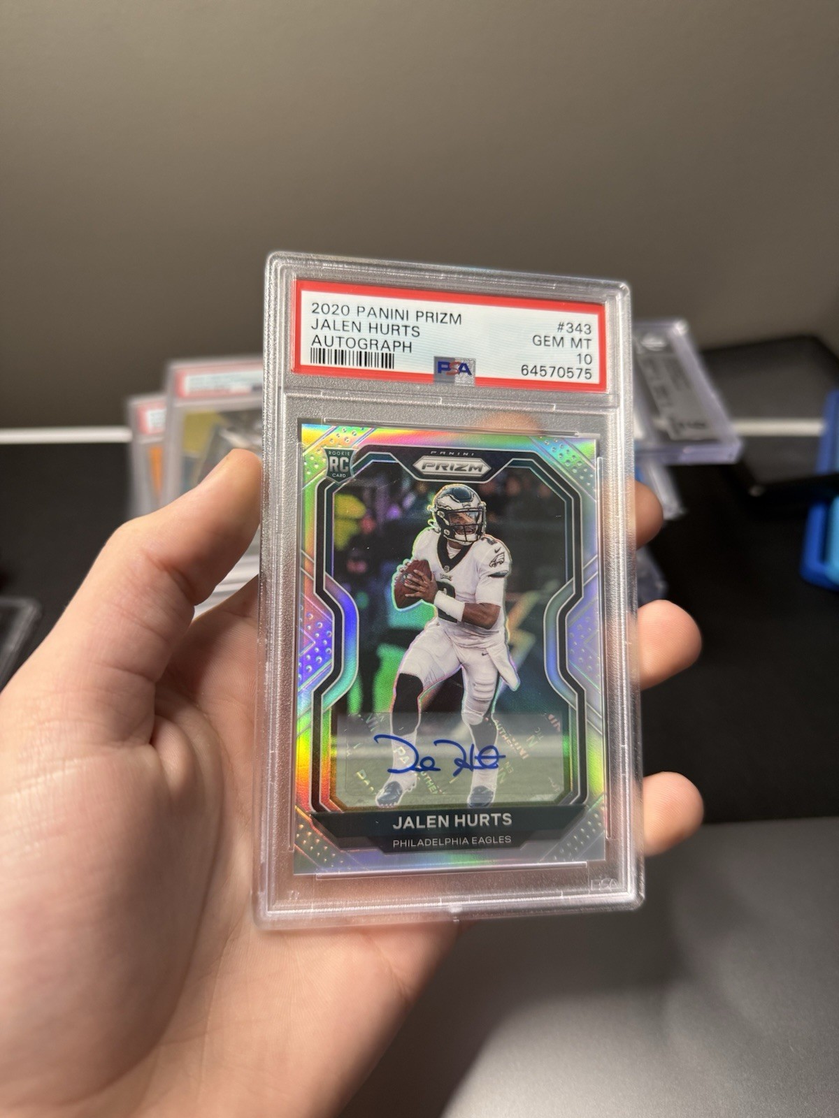 2020 Jalen Hurts Prizm Autograph Silver PSA 10 Gem MT #343 Rookie RC