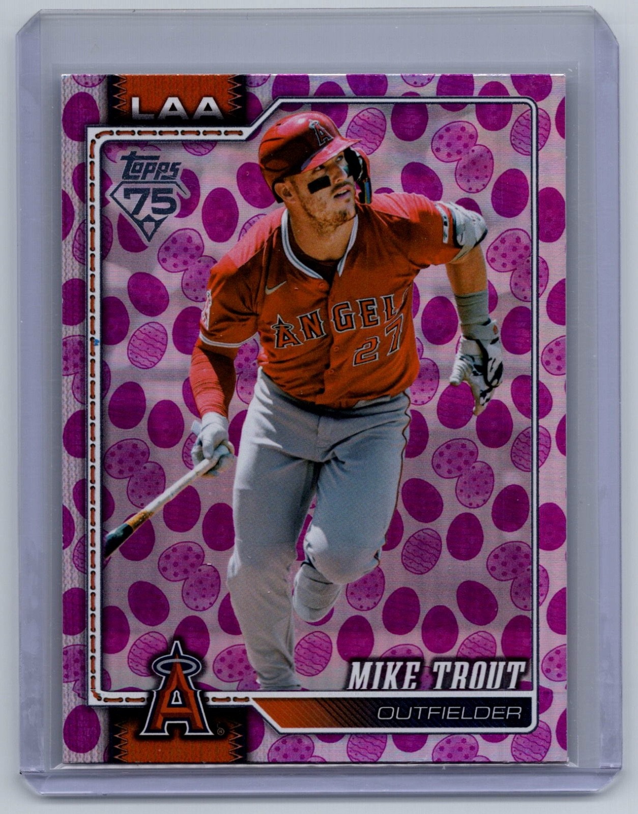 2026 Topps 75 Series One #350 Purple Easter Eggs Holiday Parallel Mike Trout