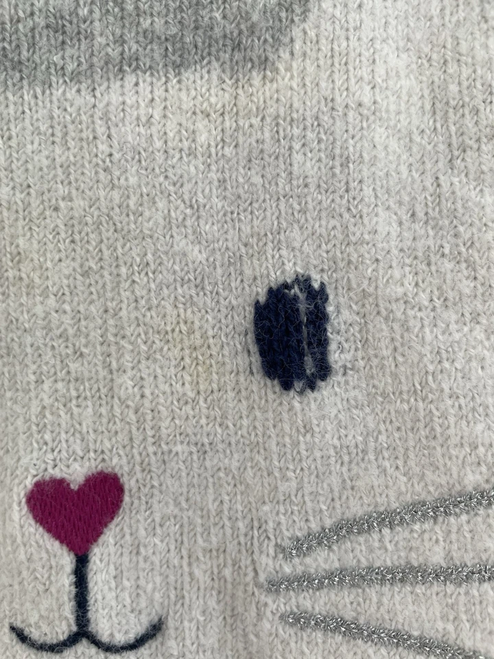 Suéter Carter's Bebé Niñas Lindo Gato Mezcla Acrílico Cuello Redondo Manga Larga Gris 9M Foto 4 de 4